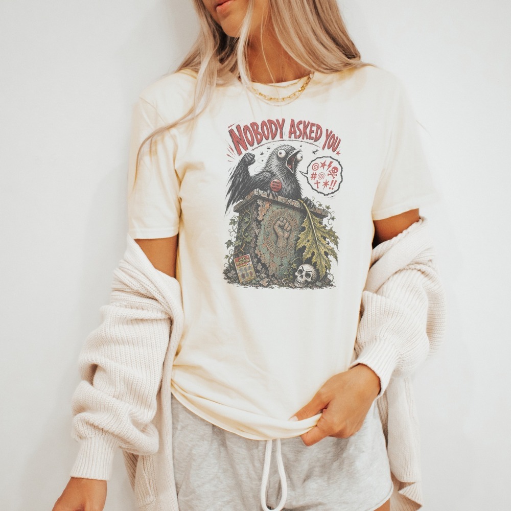 Rebellious Bird Skull Boho Graphic Tee - Picture 3 of 5